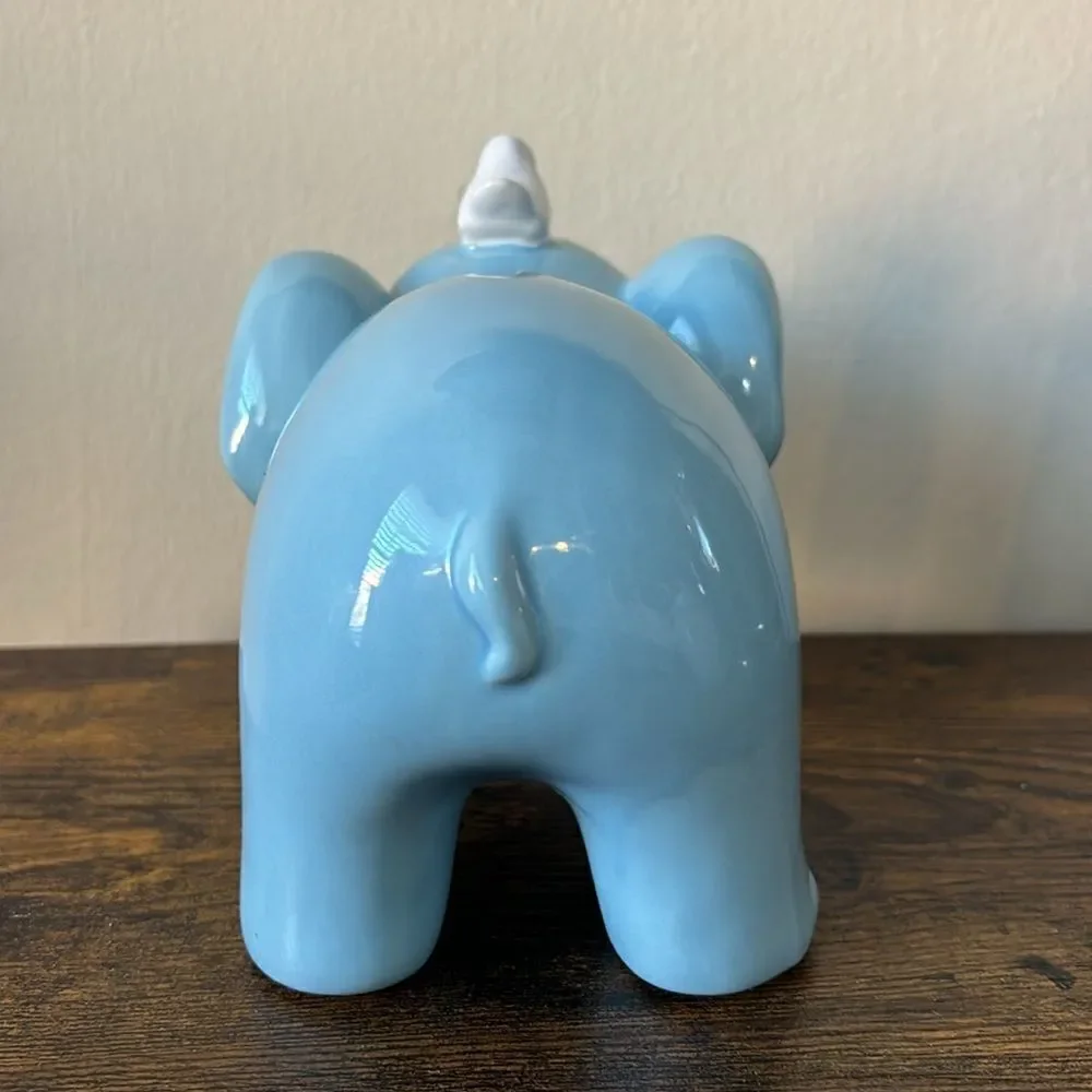 2013 POTTERY BARN KIDS BABAR THE ELEPHANT COIN PIGGY BANK WITH BLUE BIRD PB KIDS